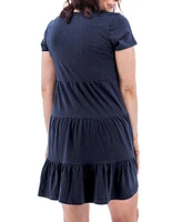 Aventura Asherton Solid Organic Cotton Blend Slub Knit Jersey Scoop Neck A-Line Dress