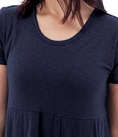 Aventura Asherton Solid Organic Cotton Blend Slub Knit Jersey Scoop Neck A-Line Dress