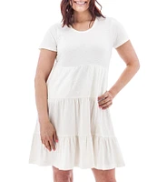 Aventura Asherton Solid Organic Cotton Blend Slub Knit Jersey Scoop Neck A-Line Dress