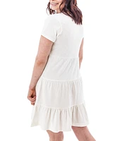 Aventura Asherton Solid Organic Cotton Blend Slub Knit Jersey Scoop Neck A-Line Dress