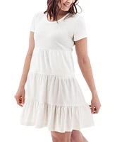 Aventura Asherton Solid Organic Cotton Blend Slub Knit Jersey Scoop Neck A-Line Dress