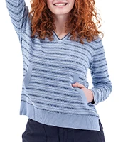 Aventura Bellaire Organic Cotton Blend Lightweight Beach V-Neck Hoodie Sweater