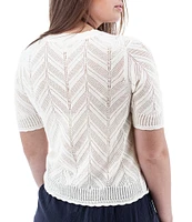 Aventura Julia Organic Cotton Blend Fine Gauge Zig-Zag Ribbed Knit V-Neck Crop Cardigan