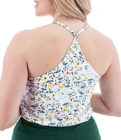 Aventura Linden Floral Slub Knit Jersey Scoop Neck Strappy Y-Back Tank Top