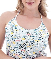 Aventura Linden Floral Slub Knit Jersey Scoop Neck Strappy Y-Back Tank Top