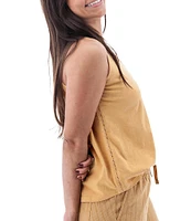 Aventura Simone Organic Cotton Hemp Slub Knit Jersey Soft V-Neck Ladder Lace Trim Tank