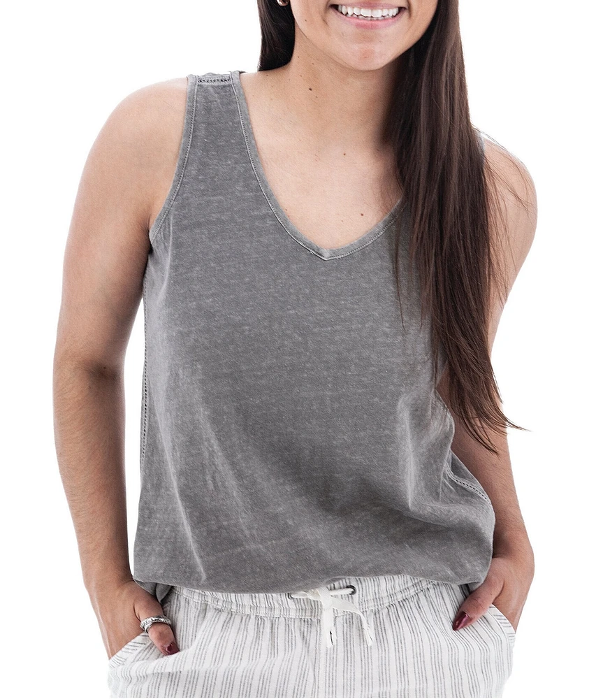 Aventura Simone Organic Cotton Hemp Slub Knit Jersey Soft V-Neck Ladder Lace Trim Tank