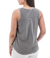Aventura Simone Organic Cotton Hemp Slub Knit Jersey Soft V-Neck Ladder Lace Trim Tank