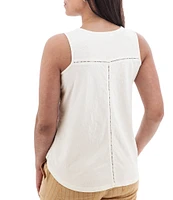 Aventura Simone Organic Cotton Hemp Slub Knit Jersey Soft V-Neck Ladder Lace Trim Tank