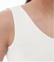 Aventura Simone Organic Cotton Hemp Slub Knit Jersey Soft V-Neck Ladder Lace Trim Tank
