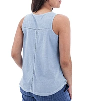 Aventura Simone Organic Cotton Hemp Slub Knit Jersey Soft V-Neck Ladder Lace Trim Tank