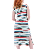Aventura Summerville Stripe Organic Cotton Yarn-Dye Knit Crew Neck Rolled Trim Sleeves Sheath Dress
