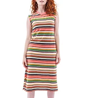 Aventura Summerville Stripe Organic Cotton Yarn-Dye Knit Crew Neck Rolled Trim Sleeves Sheath Dress