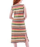 Aventura Summerville Stripe Organic Cotton Yarn-Dye Knit Crew Neck Rolled Trim Sleeves Sheath Dress