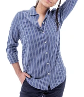 Aventura Colmar Stripe Collared Neckline 3/4 Roll Tab Top