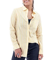 Aventura Colmar Stripe Collared Neckline 3/4 Roll Tab Top