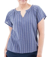 Aventura Colmar Striped Split V Neckline Short Sleeve Blouse