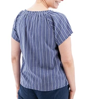 Aventura Colmar Striped Split V Neckline Short Sleeve Blouse