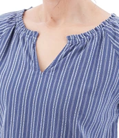 Aventura Colmar Striped Split V Neckline Short Sleeve Blouse