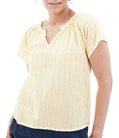 Aventura Colmar Striped Split V Neckline Short Sleeve Blouse