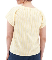 Aventura Colmar Striped Split V Neckline Short Sleeve Blouse