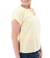 Aventura Colmar Striped Split V Neckline Short Sleeve Blouse