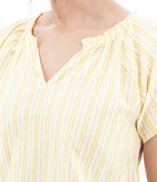 Aventura Colmar Striped Split V Neckline Short Sleeve Blouse
