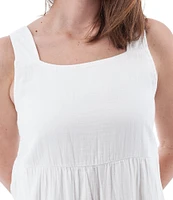 Aventura Kelford Organic Cotton Gauze Woven Square Neck Tiered Midi A-Line Dress