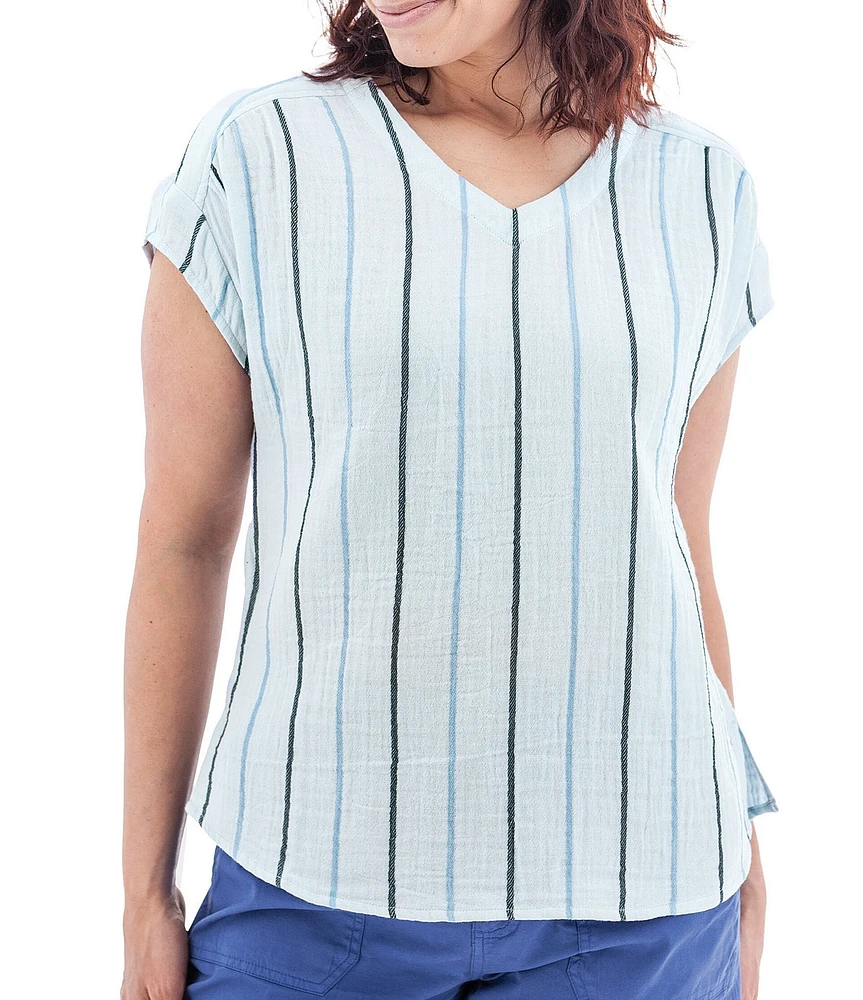 Aventura Kelford Striped V-Neckline Short Sleeve Top