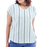 Aventura Kelford Striped V-Neckline Short Sleeve Top