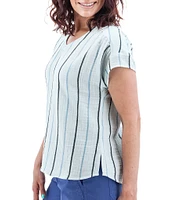 Aventura Kelford Striped V-Neckline Short Sleeve Top