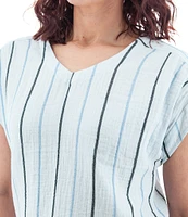 Aventura Kelford Striped V-Neckline Short Sleeve Top