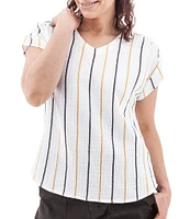 Aventura Kelford Striped V-Neckline Short Sleeve Top