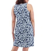 Aventura Kennex Floral Organic Cotton Slub Knit V-Neck Princess Seam A-Line Dress