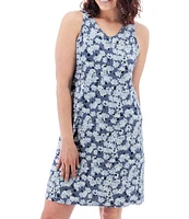 Aventura Kennex Floral Organic Cotton Slub Knit V-Neck Princess Seam A-Line Dress