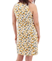 Aventura Kennex Floral Organic Cotton Slub Knit V-Neck Princess Seam A-Line Dress