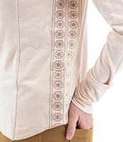 Aventura Knit Mandy Embroidered Long Sleeve Henley Top