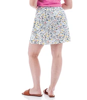 Aventura Linden Floral Slub Knit Jersey Wide Waist Pull-On Skort