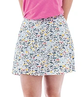 Aventura Linden Floral Slub Knit Jersey Wide Waist Pull-On Skort