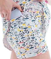 Aventura Linden Floral Slub Knit Jersey Wide Waist Pull-On Skort