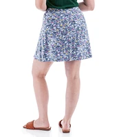 Aventura Linden Floral Slub Knit Jersey Wide Waist Pull-On Skort