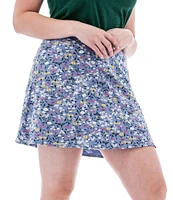 Aventura Linden Floral Slub Knit Jersey Wide Waist Pull-On Skort