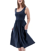 Aventura Linden Slub Knit Large Scoop Neck Fit & Flare Dress