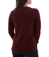 Aventura Lindley Embroidered Ribbed Neck Long Sleeve Sweater