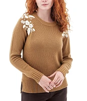 Aventura Lindley Embroidered Ribbed Neck Long Sleeve Sweater