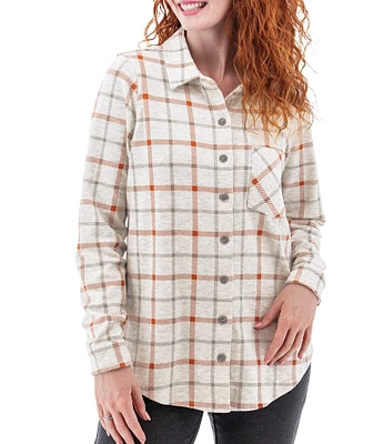 Aventura Luscious Plaid Fleece Collared Boyfriend Shirt