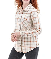 Aventura Luscious Plaid Fleece Collared Boyfriend Shirt