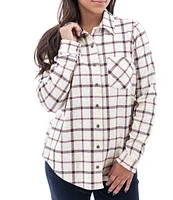 Aventura Luscious Plaid Fleece Collared Boyfriend Shirt