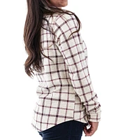 Aventura Luscious Plaid Fleece Collared Boyfriend Shirt