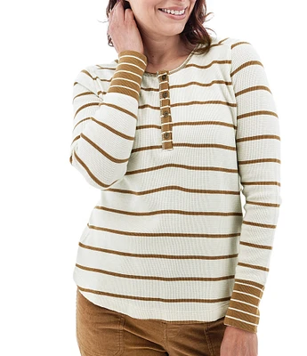 Aventura Nicole Rib Knit Striped Henley Top